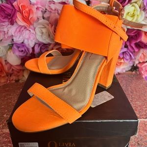 Neon Ankle Strap Block heels